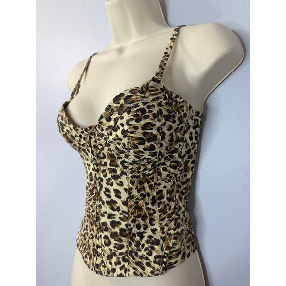 Vintage Y2K Guess Cheetah Print Front Zip Bustier Top Women's XS - Picture 6 of 11